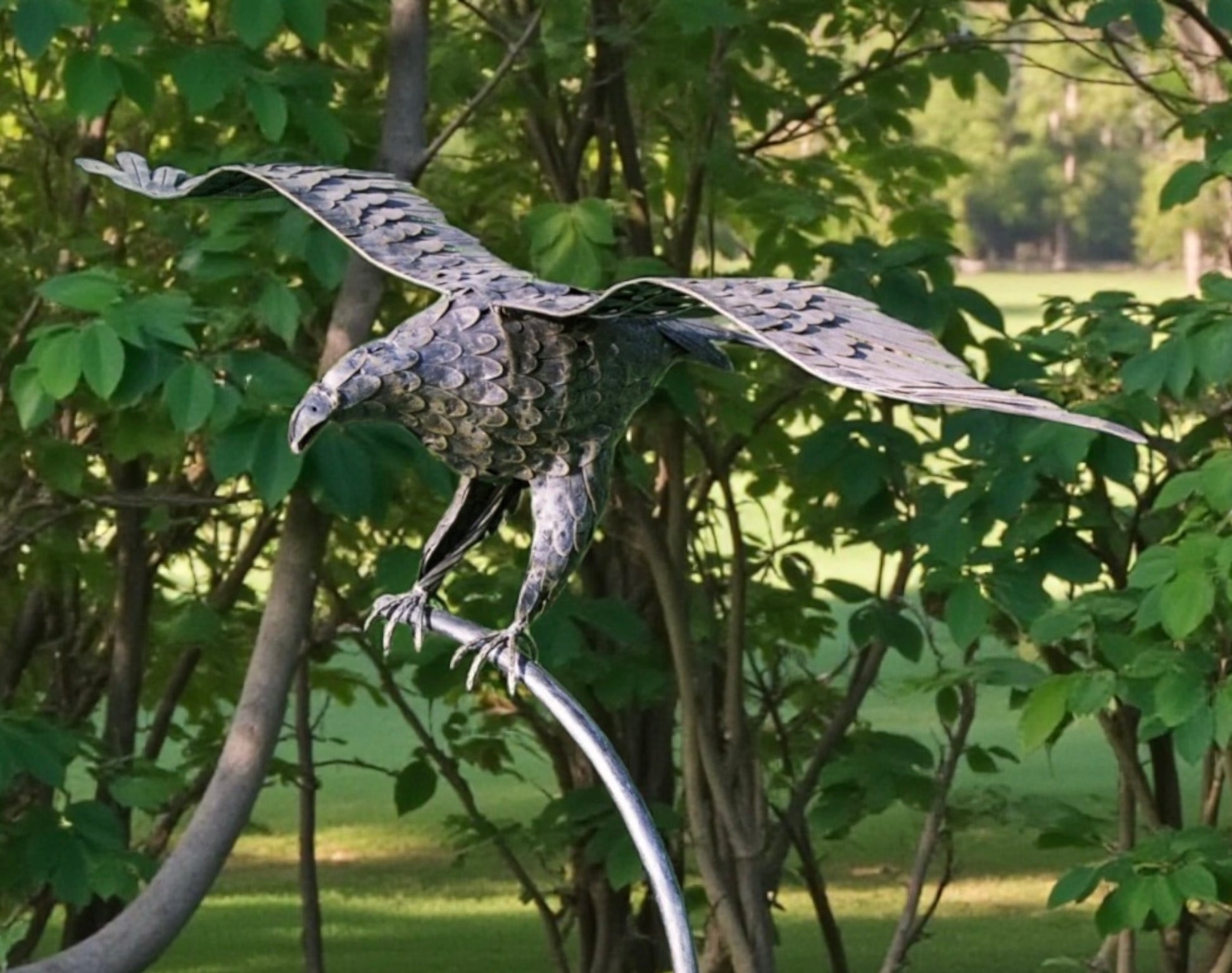 Metal Eagle Garden Sculpture from Fig and Rose