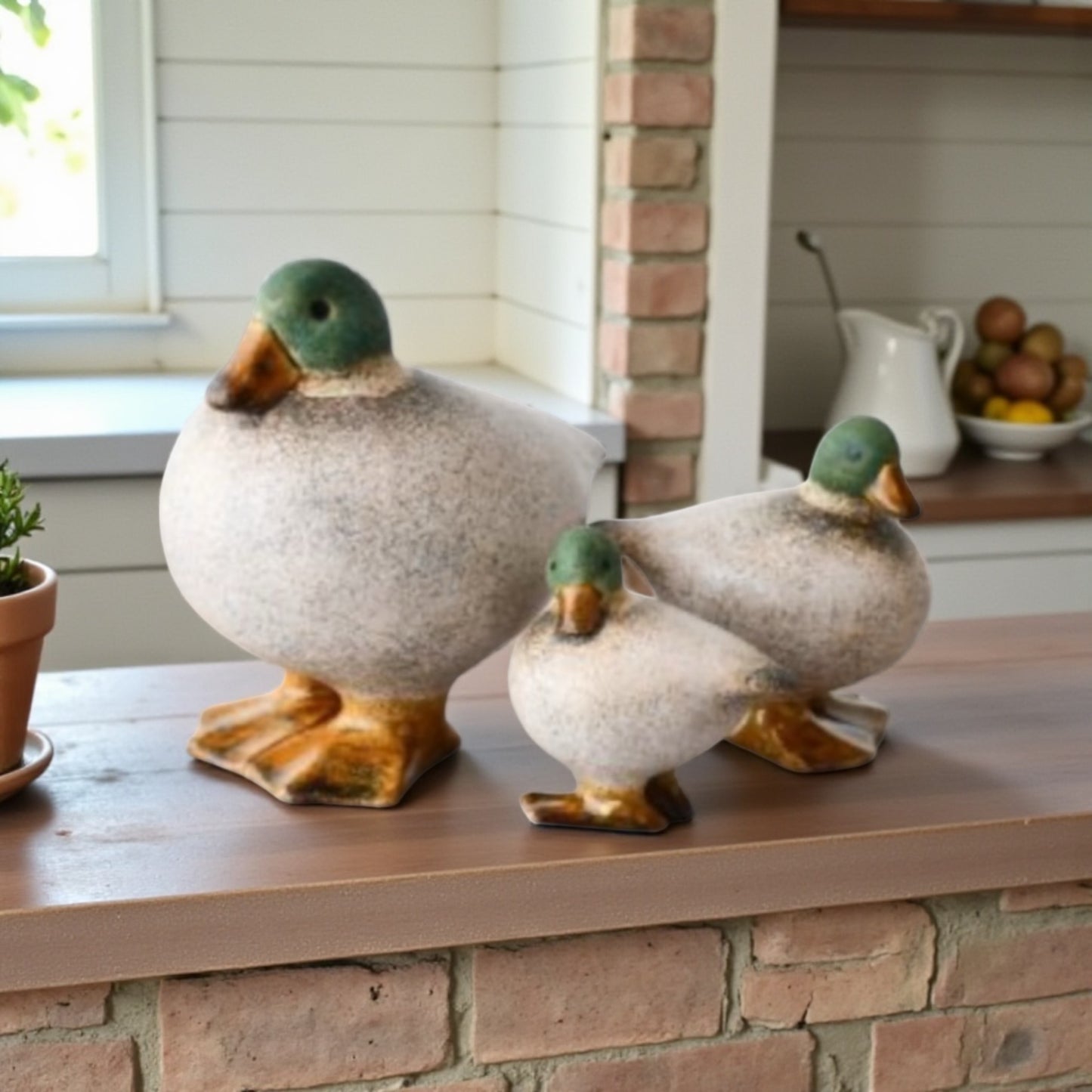 Ceramic Speckled Duck Ornaments frtom Fig and Rose.