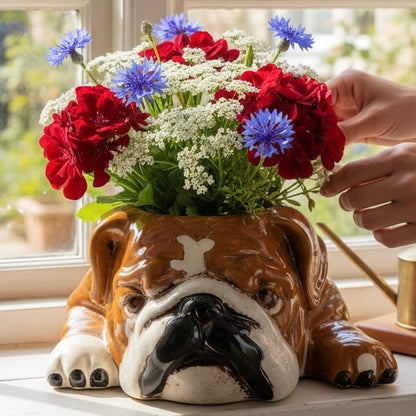 Ceramic Bulldog Planter