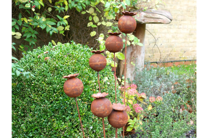 Rustic Poppy Seed Head Garden Stake
