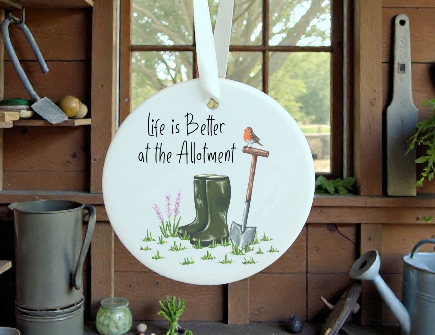 A Life is Better at the Allotment Ceramic Decoration available to buy from Fig and Rose Home.