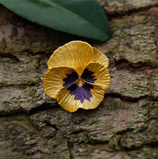 A Pansy Brooch available to buy from Fig and Rose Home.