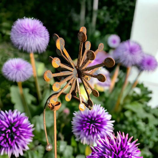 Allium 3D Wind Rocker | Balancing Flower Stake | Metal Garden Decor