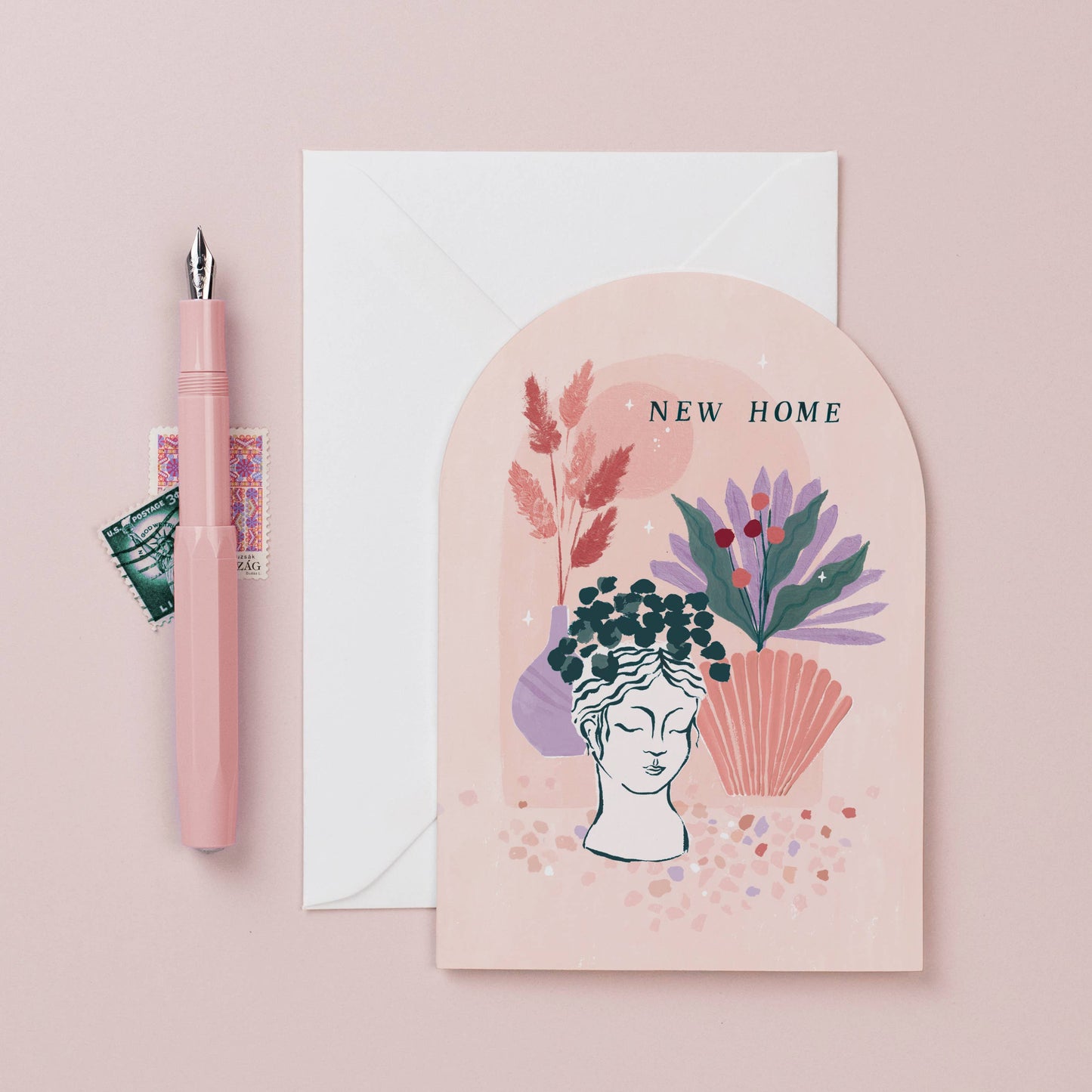 A Dried Flowers New Home Card available to buy from Fig and Rose Home.
