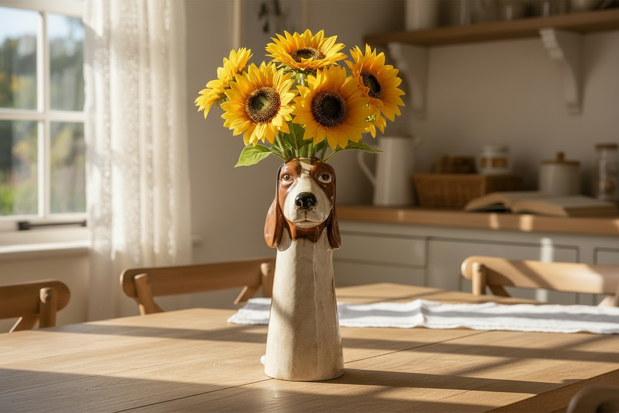 Ceramic Basset Hound Vase
