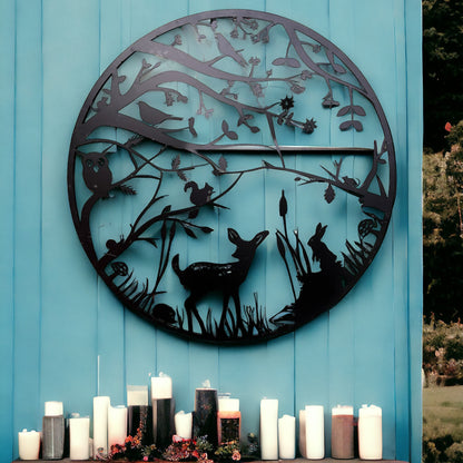 Black Wildlife Metal Garden Wall Plaque from Fig and Rose