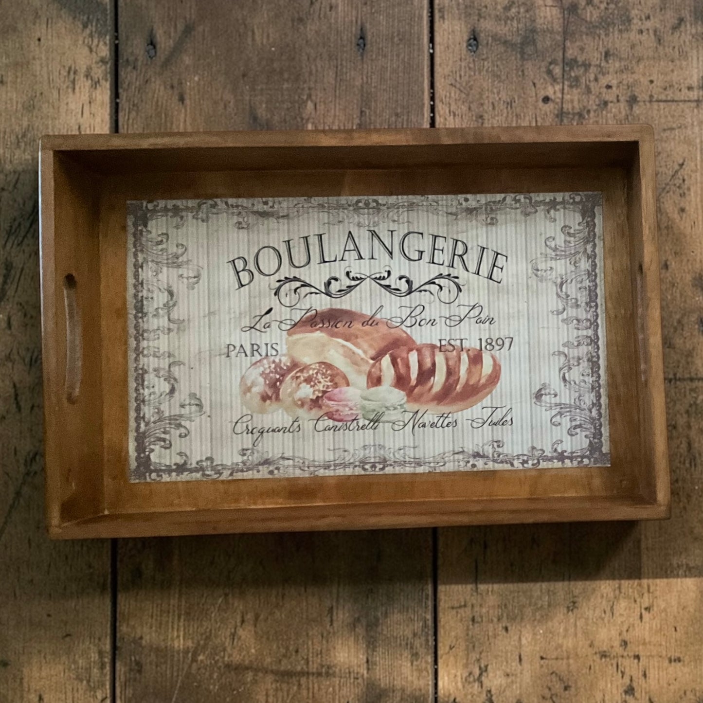 Rustic Wooden Café Serving Tray Set