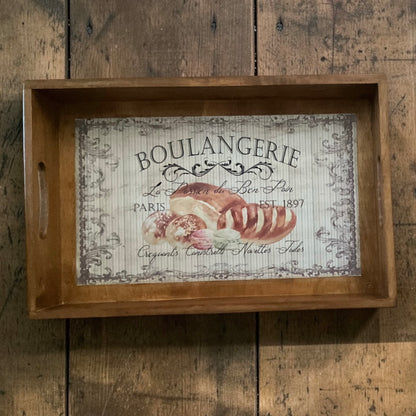 Rustic Wooden Café Serving Tray Set