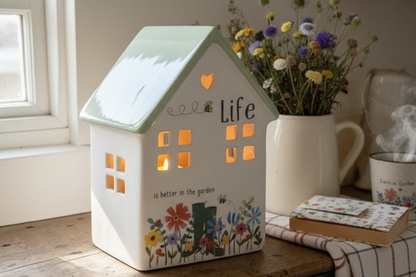 Ceramic Tealight House - Life Is Better In The Garden