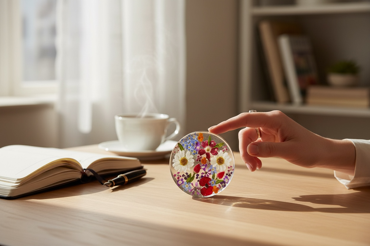 A Resin Flower Brooch available to buy from Fig and Rose Home.