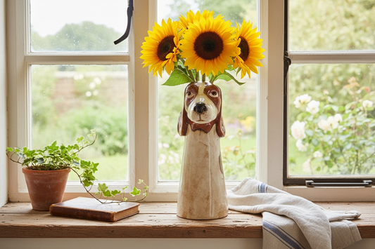 Ceramic Basset Hound Vase