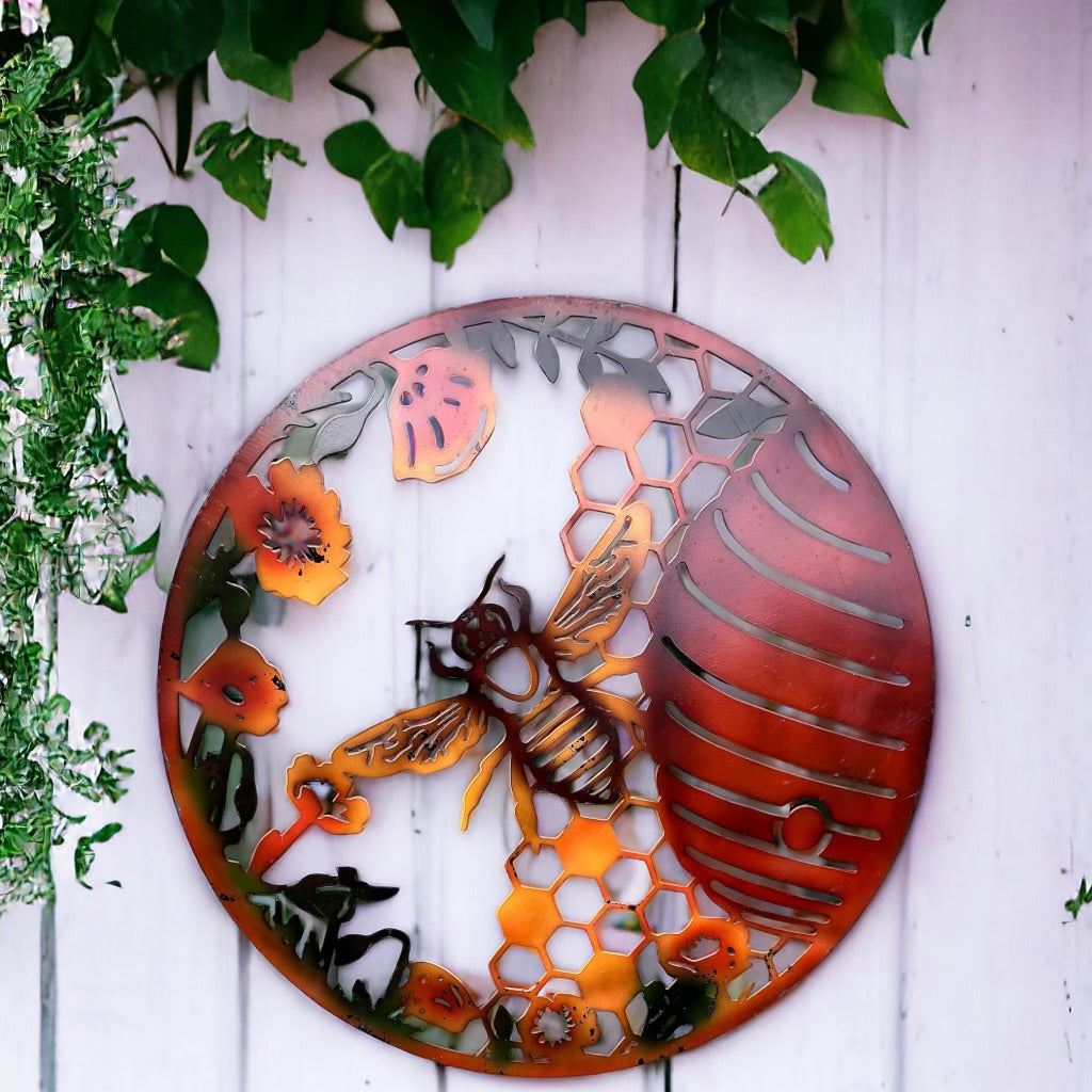 Bee Hive Garden Decor Coloured Plaque from Fig and Rose