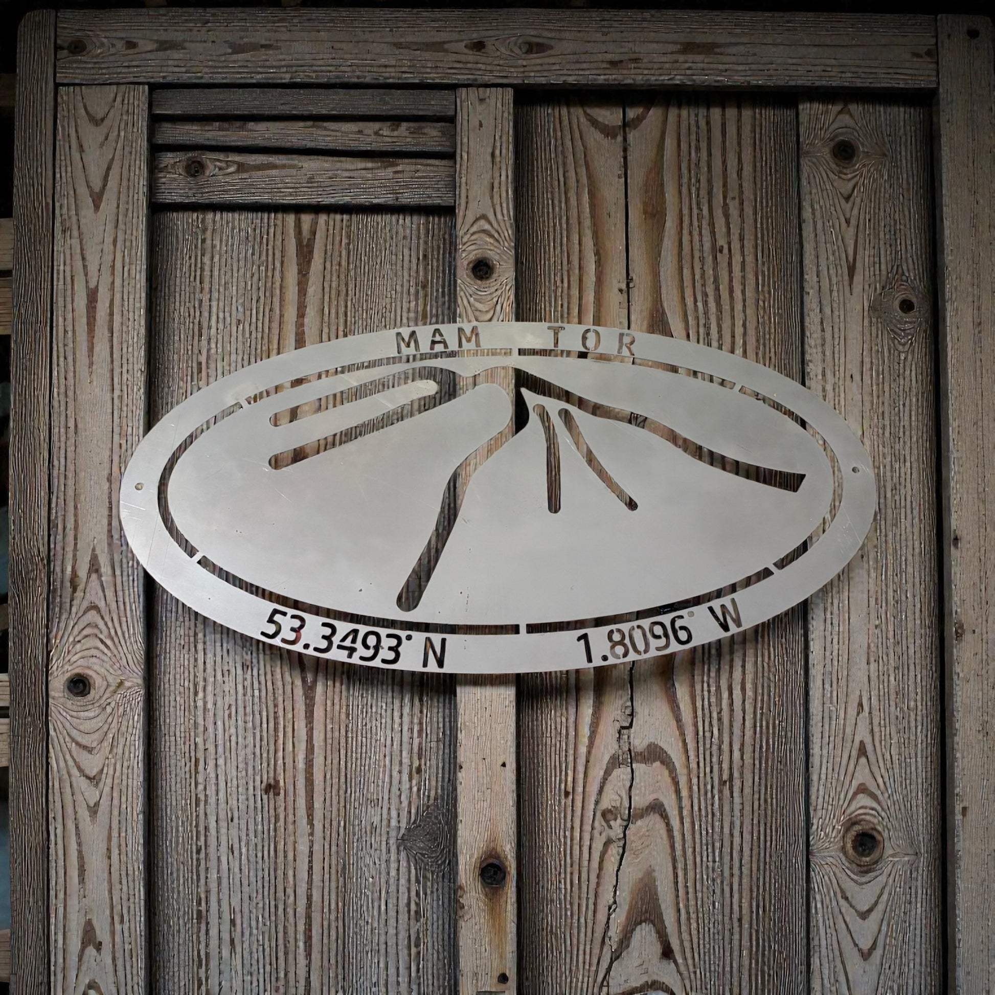 A Mam Tor Steel Wall Art – Peak District Coordinates from Fig and Rose.