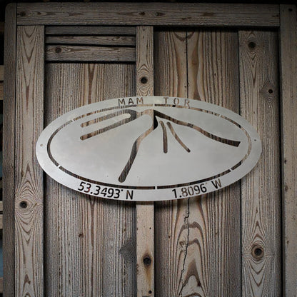 A Mam Tor Steel Wall Art – Peak District Coordinates from Fig and Rose.