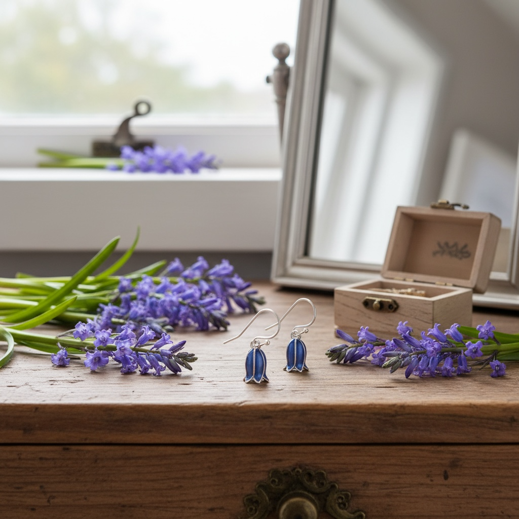 A Bluebell Dangly Earrings available to buy from Fig and Rose Home.
