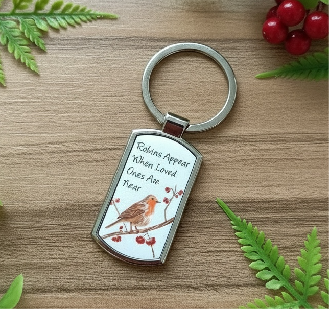 A Robin Keyring available to buy from Fig and Rose Home.