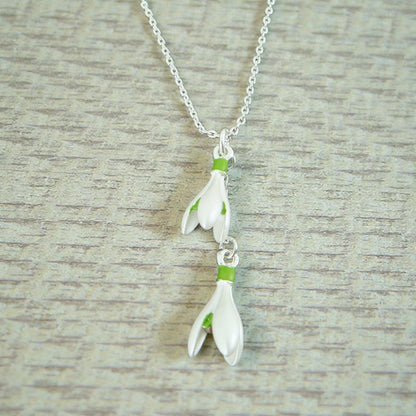 A Snowdrop Pendant Necklace available to buy from Fig and Rose Home.