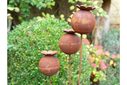 Rustic Poppy Seed Head Garden Stake