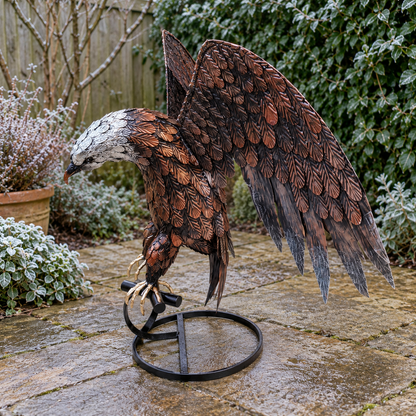 Large Metal Garden Sculpture | Hand-Finished Eagle Ornament