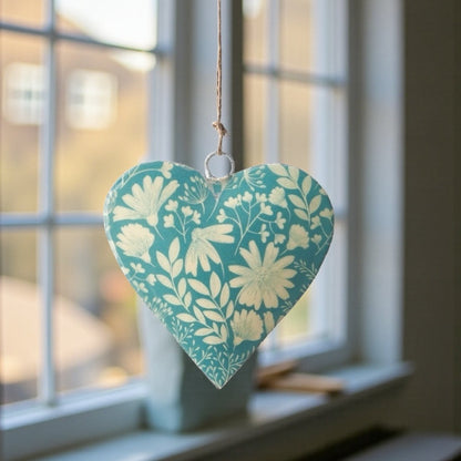 Floral Metal Hanging Heart Decoration