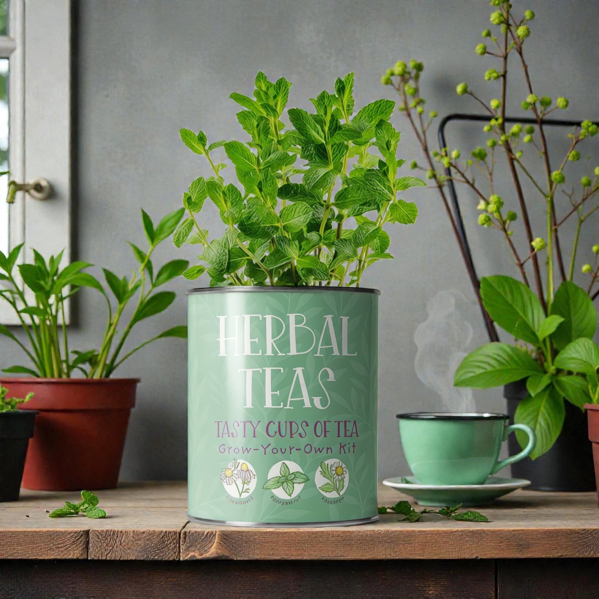 A Herbal Tea Growing Kit available to buy from Fig and Rose Home.