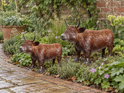 Metal Highland Cow Sculpture