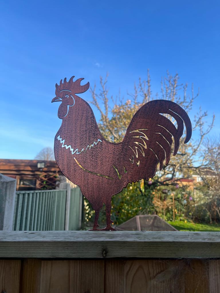 Cockerel Fence Topper | Gift for a Gardener | Garden Decor
