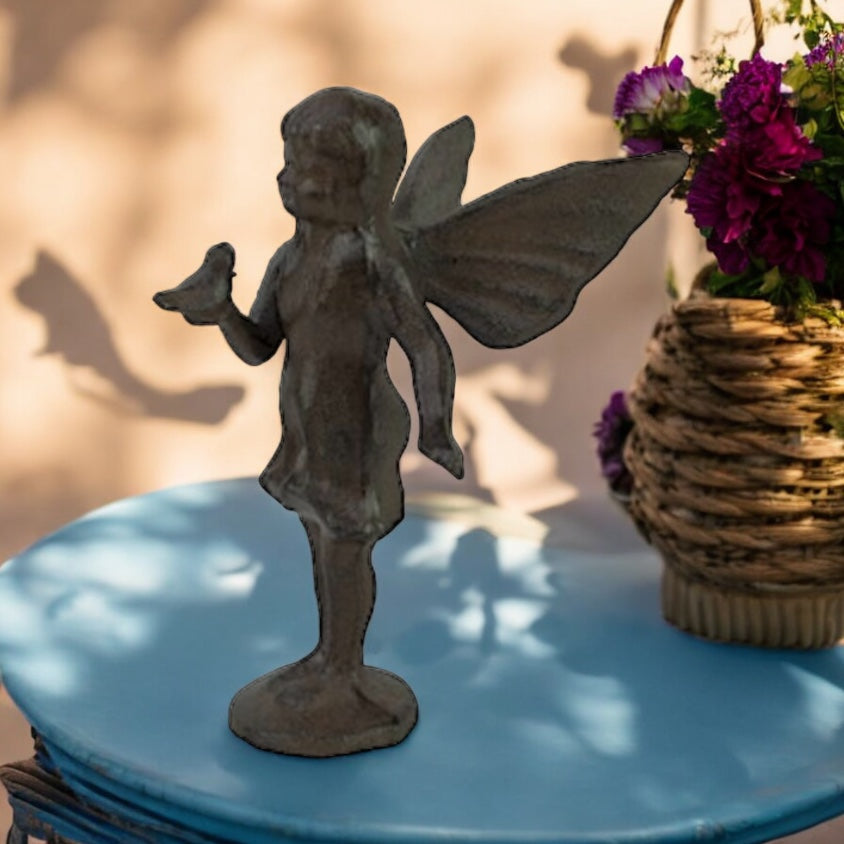 Cast Iron Standing Fairy Garden Ornament from Fig and Rose