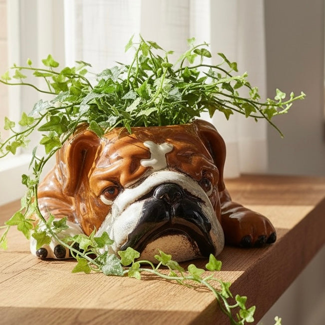 Ceramic Bulldog Planter