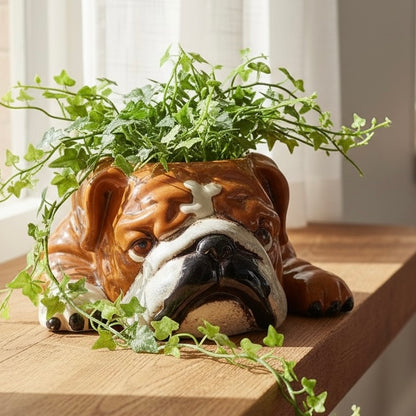 Ceramic Bulldog Planter