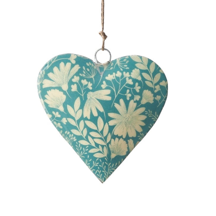 Floral Metal Hanging Heart Decoration
