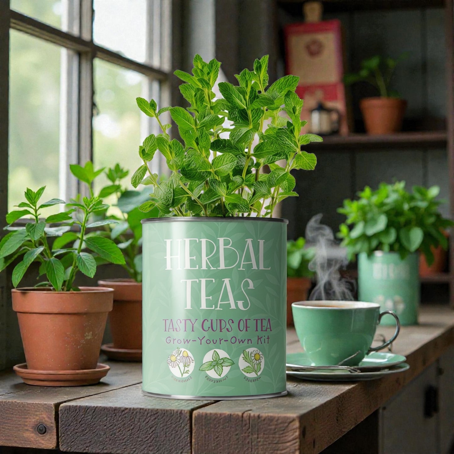 A Herbal Tea Growing Kit available to buy from Fig and Rose Home.