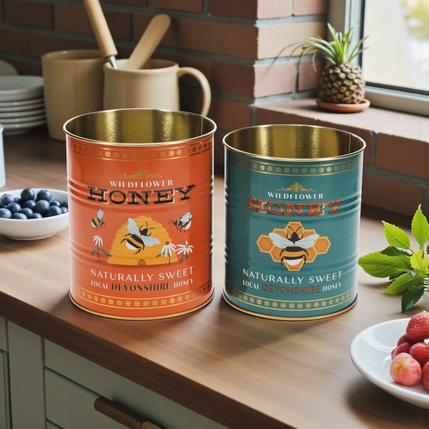 Honey Retro Storage Tins Set of 2