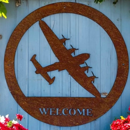 Lancaster Bomber Metal Welcome Plaque