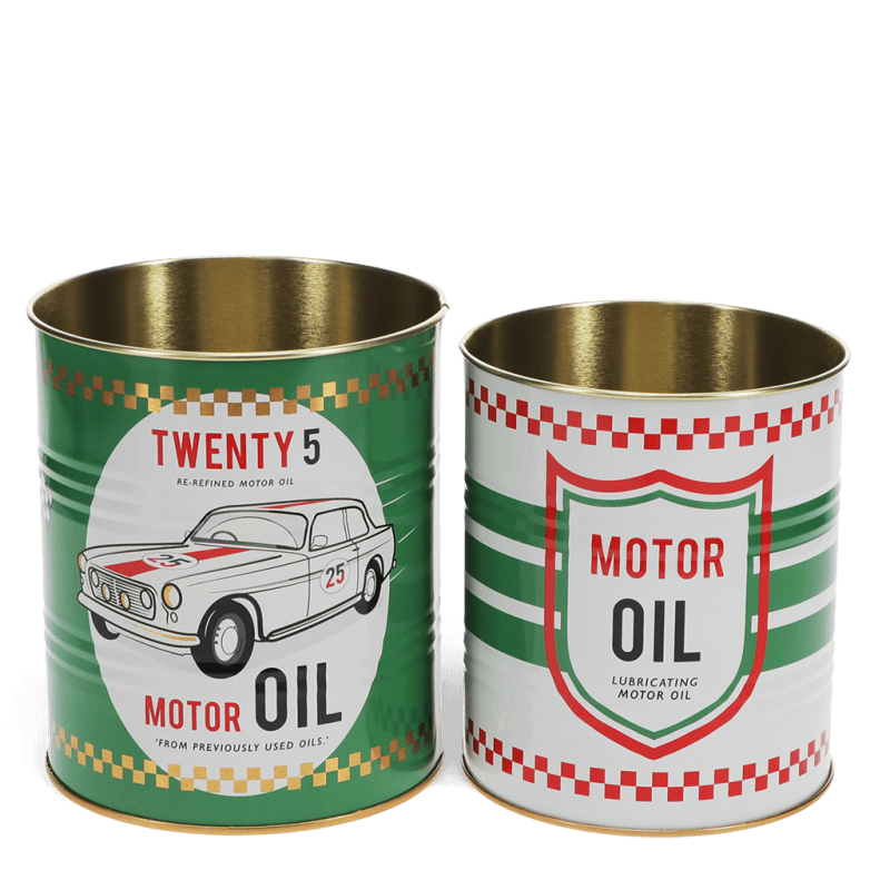 Motor Oil Retro Storage Tins Set of 2