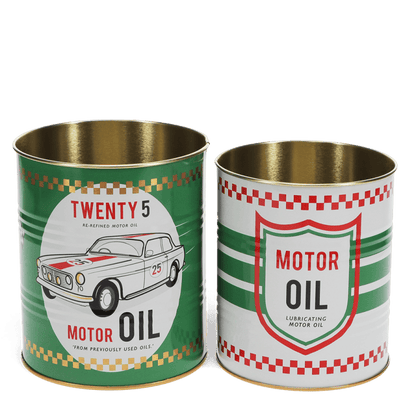 Motor Oil Retro Storage Tins Set of 2