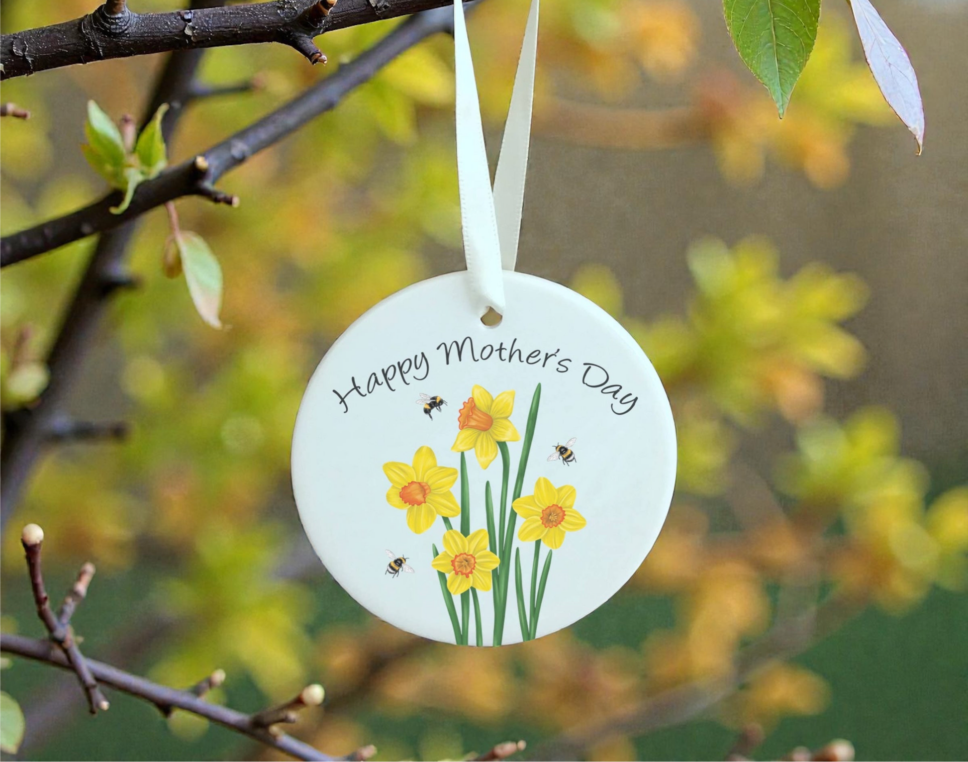 A Mother's Day Daffodil Ceramic Decoration available to buy from Fig and Rose Home.