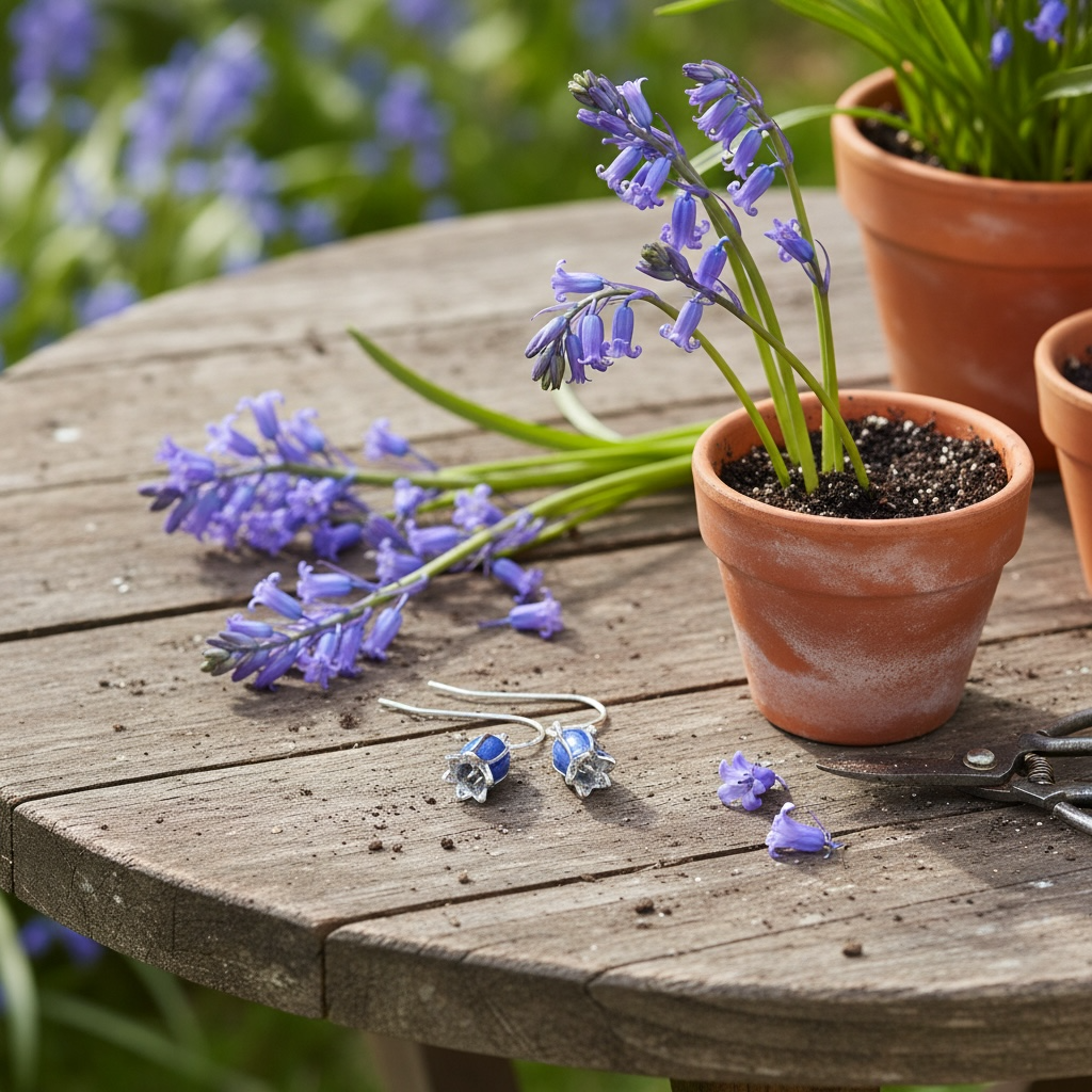 A Bluebell Dangly Earrings available to buy from Fig and Rose Home.
