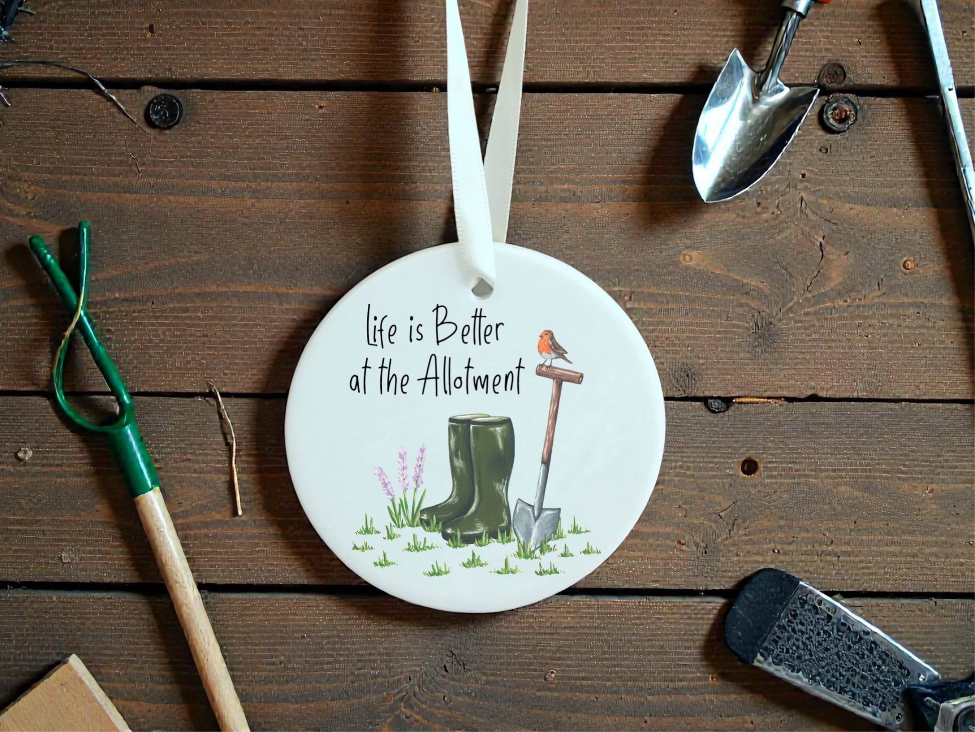 A Life is Better at the Allotment Ceramic Decoration available to buy from Fig and Rose Home.