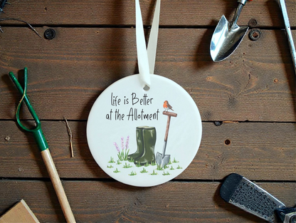 A Life is Better at the Allotment Ceramic Decoration available to buy from Fig and Rose Home.
