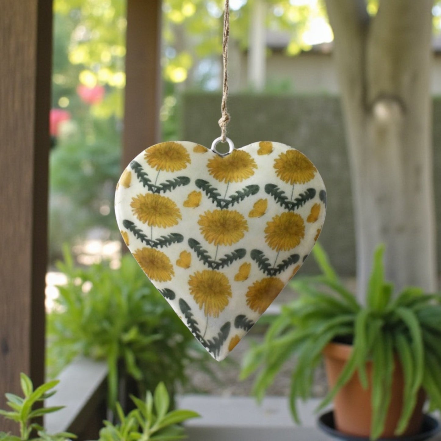 Wildflower Yellow Heart Decoration – 10cm
