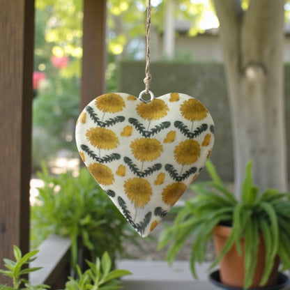 Wildflower Yellow Heart Decoration – 10cm