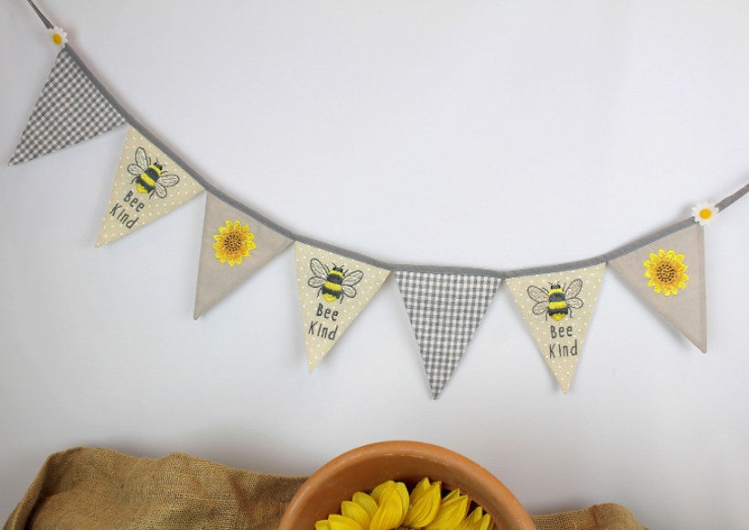 A Bee & Sunflower Fabric Bunting from Fig and Rose.