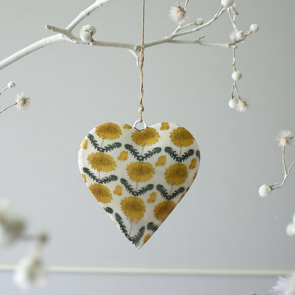 Wildflower Yellow Heart Decoration – 10cm