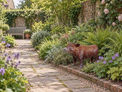 Metal Highland Cow Sculpture