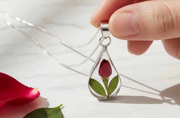 A Rose Bud Silver Pendant Necklace available to buy from Fig and Rose Home.
