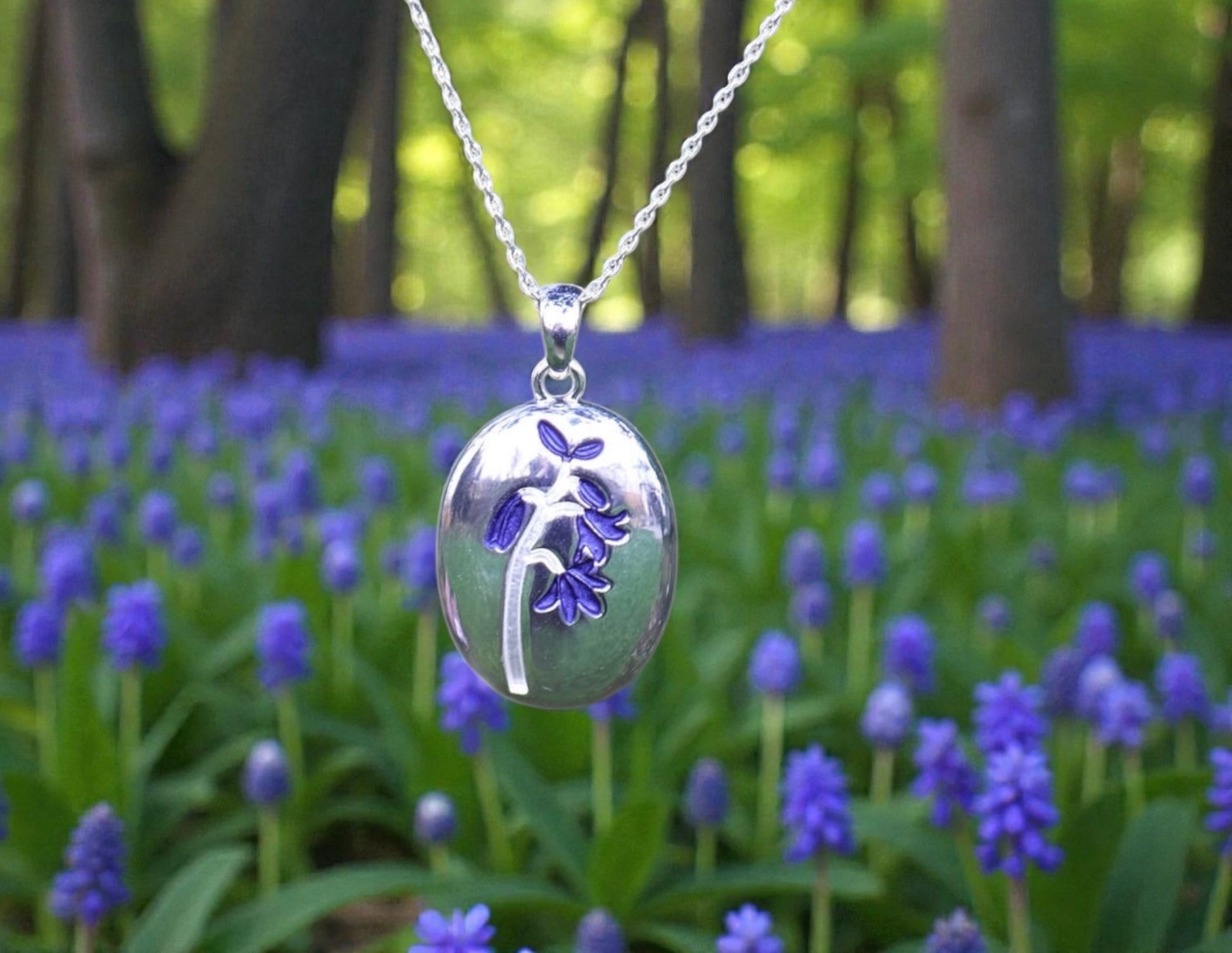 A Bluebell Necklace available to buy from Fig and Rose Home.