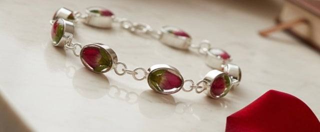 A Rose Bud Silver Bracelet available to buy from Fig and Rose Home.