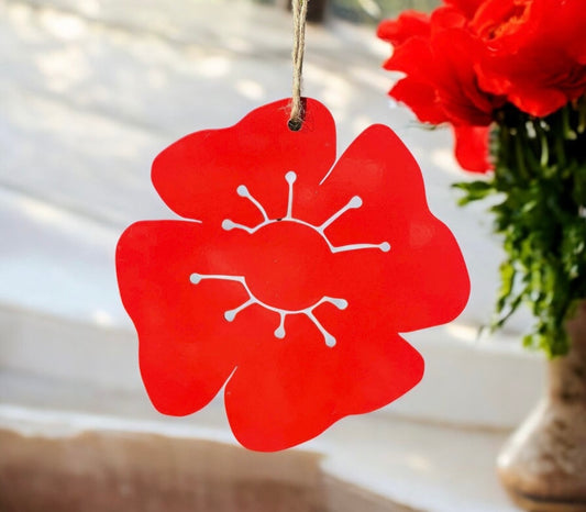 Remberance Metal Poppy Hanging Ornament
