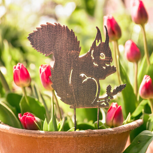 Squirrel Garden Stake from Fig and Rose